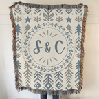 Personalized Initials Pine Forest Woven Blanket Throw