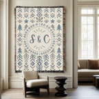 Personalized Initials Pine Forest Woven Blanket Throw