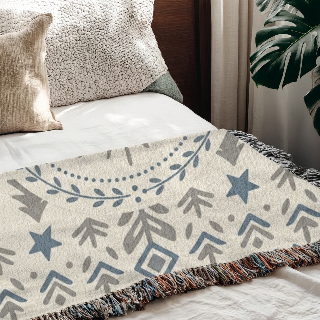 Personalized Initials Pine Forest Woven Blanket Throw
