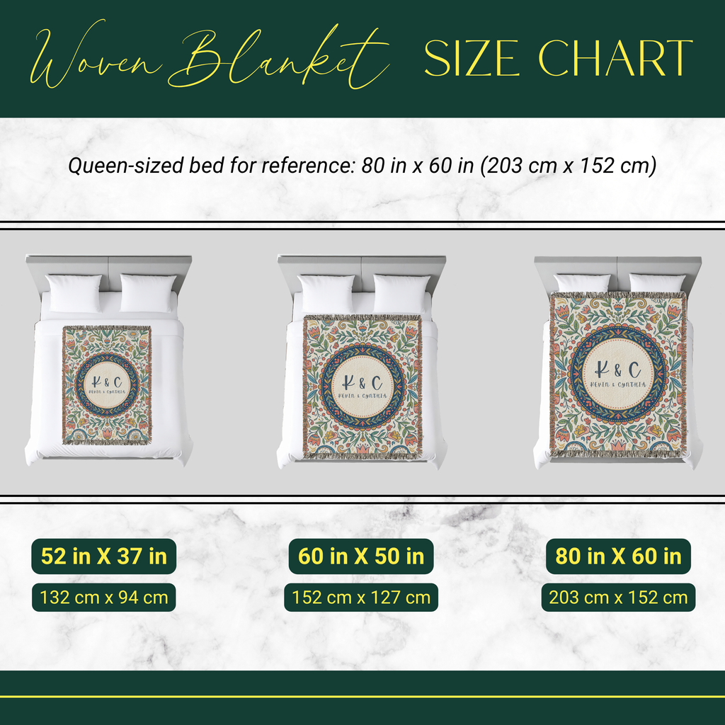 Personalized Initials Floral Garden Woven Blanket Throw