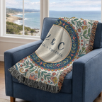 Personalized Initials Floral Garden Woven Blanket Throw