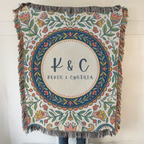 Personalized Initials Floral Garden Woven Blanket Throw