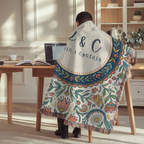 Personalized Initials Floral Garden Woven Blanket Throw