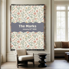 Personalized Family Name Floral Woven Blanket