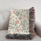 Personalized Family Name Floral Woven Blanket
