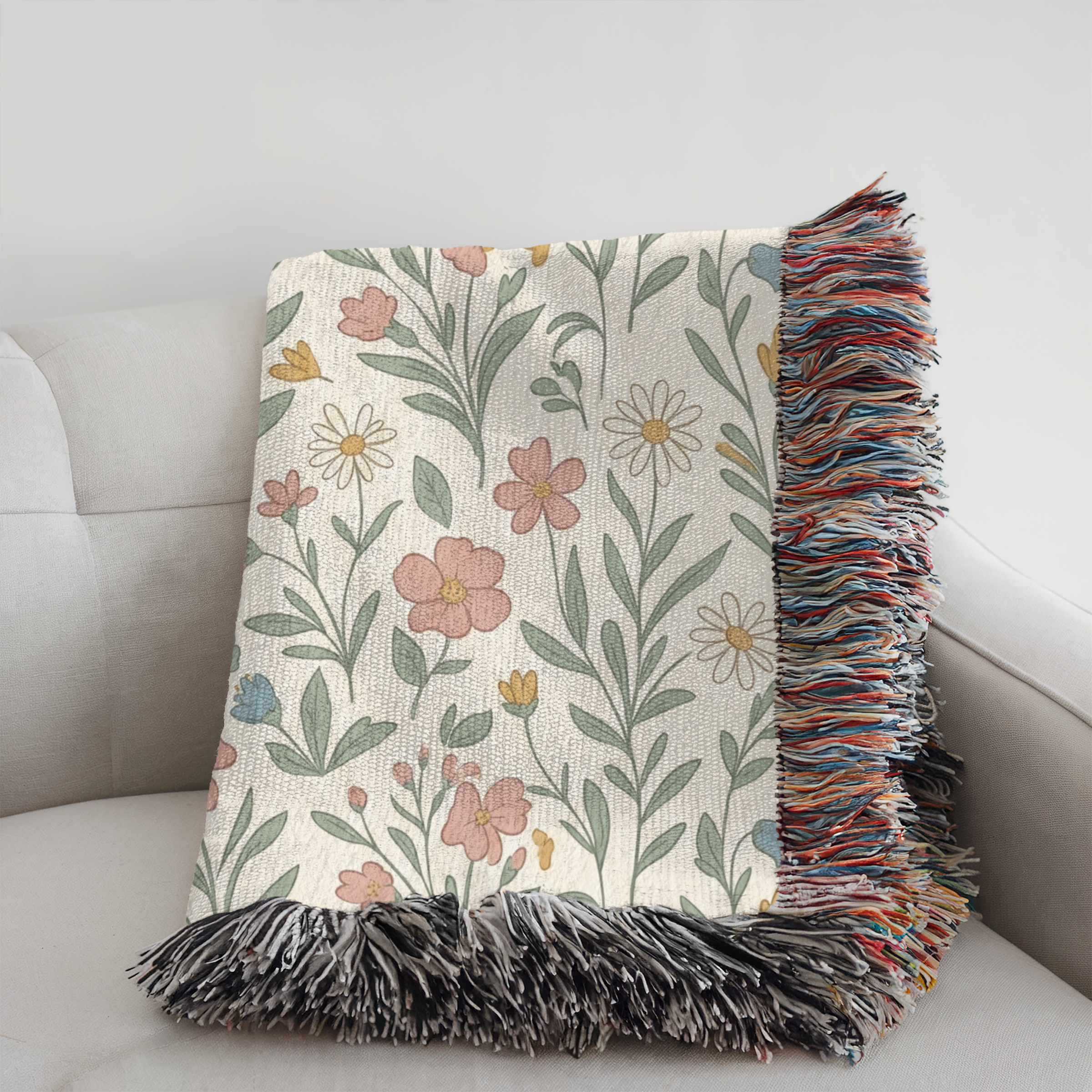 Personalized Family Name Floral Woven Blanket