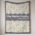 Personalized Family Name Floral Woven Blanket