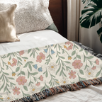 Personalized Family Name Floral Woven Blanket