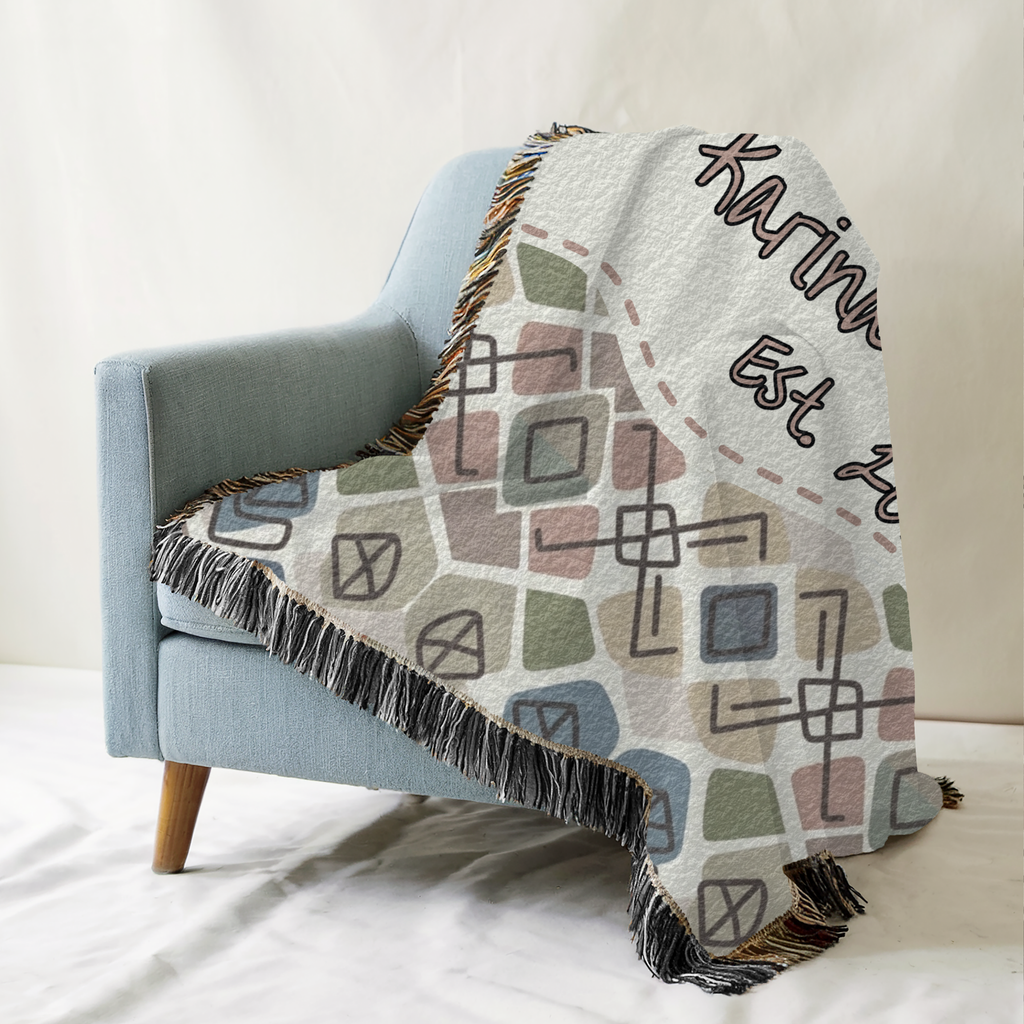 Personalized Couple's Geometric Woven Blanket Throw