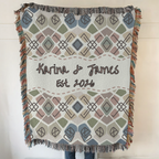 Personalized Couple's Geometric Woven Blanket Throw