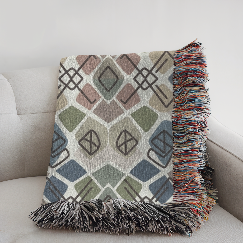 Personalized Couple's Geometric Woven Blanket Throw