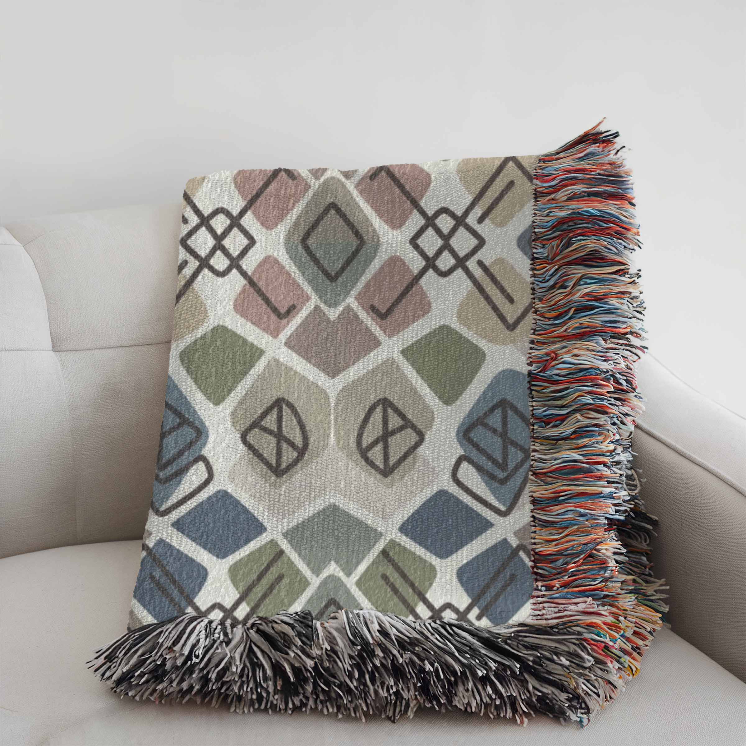 Personalized Couple's Geometric Woven Blanket Throw