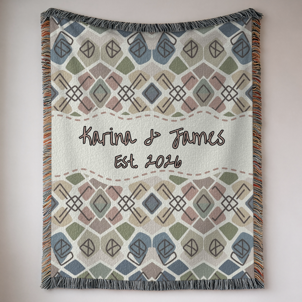 Personalized Couple's Geometric Woven Blanket Throw