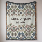 Personalized Couple's Geometric Woven Blanket Throw