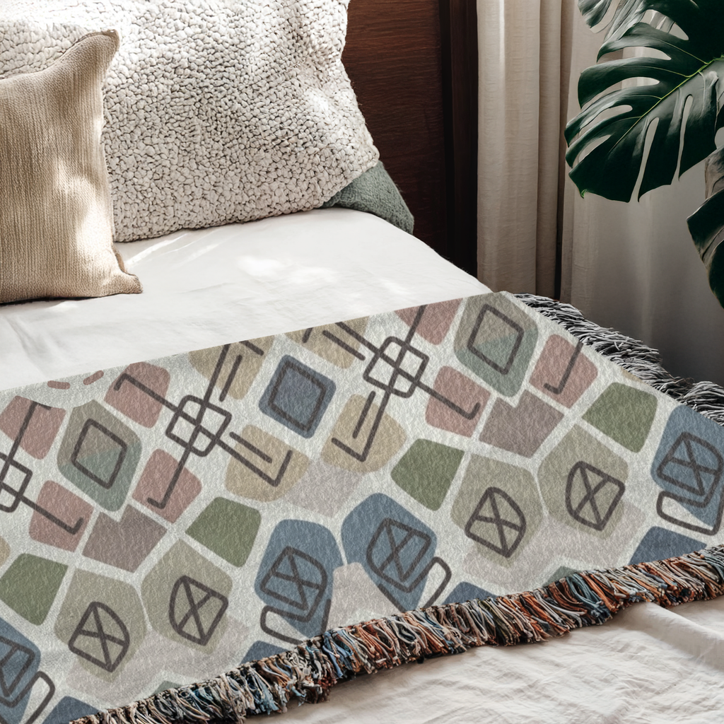Personalized Couple's Geometric Woven Blanket Throw