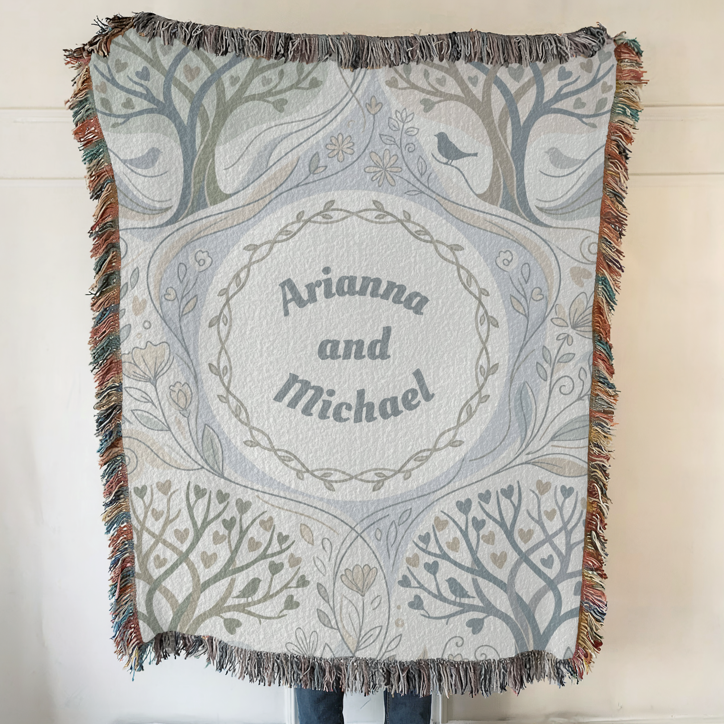 Personalized Couple's Love Forest Woven Blanket