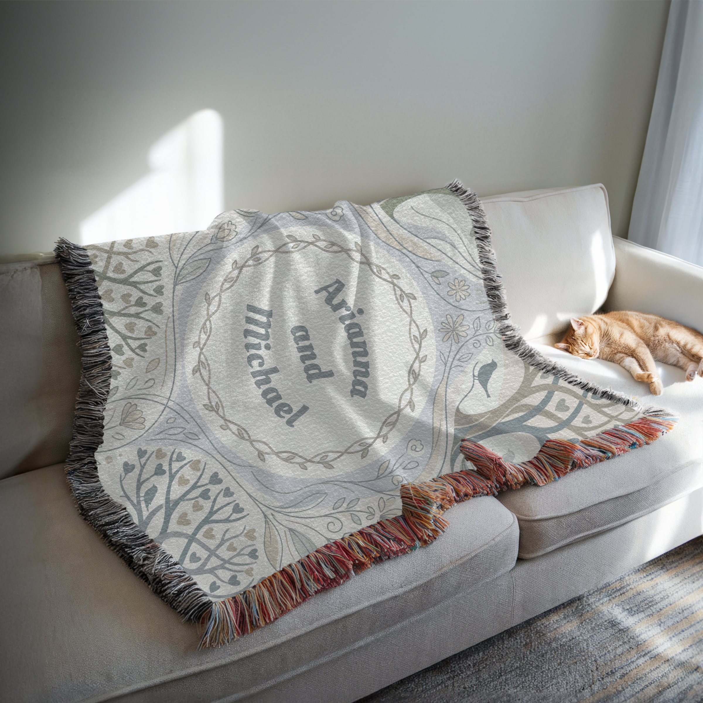 Personalized Couple's Love Forest Woven Blanket