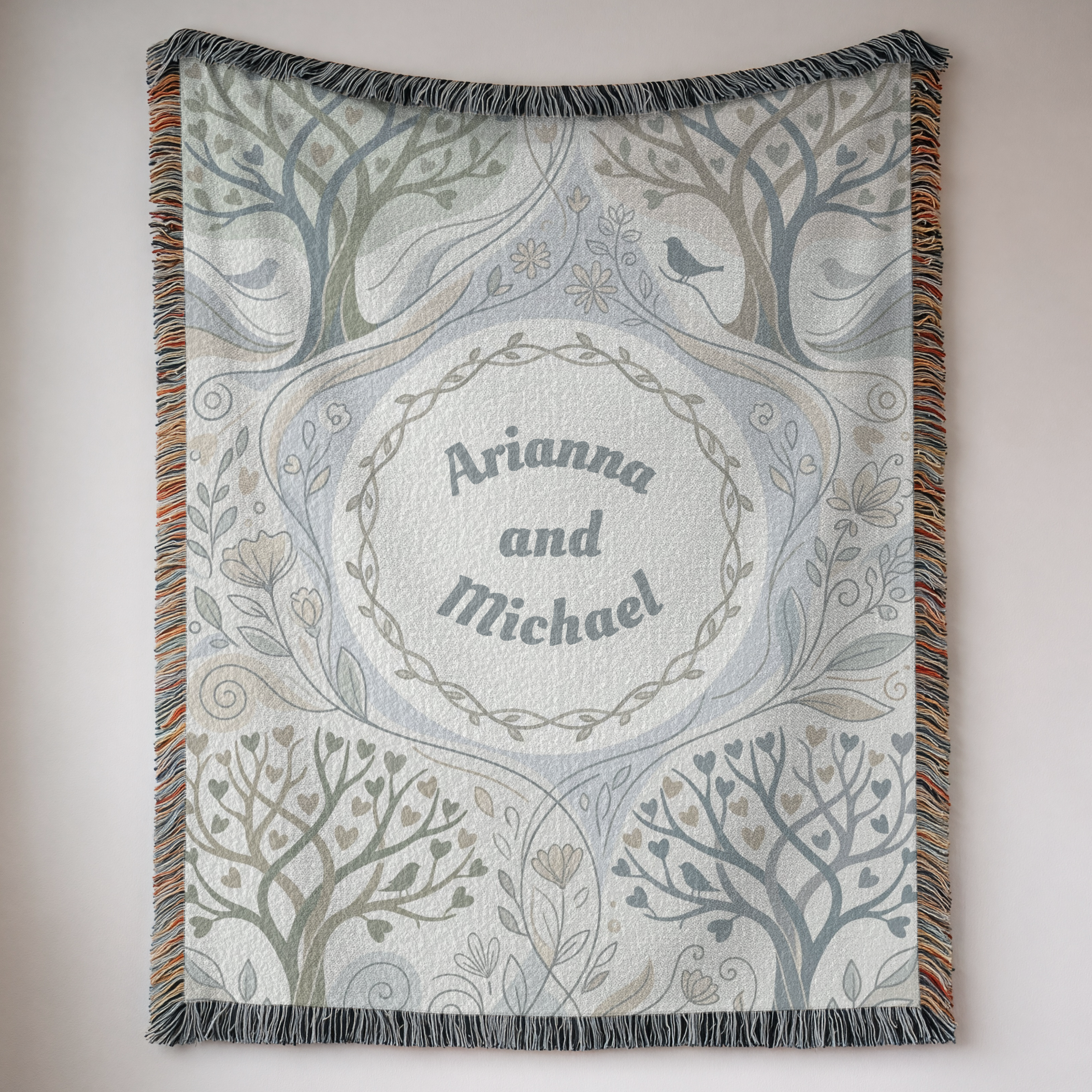 Personalized Couple's Love Forest Woven Blanket