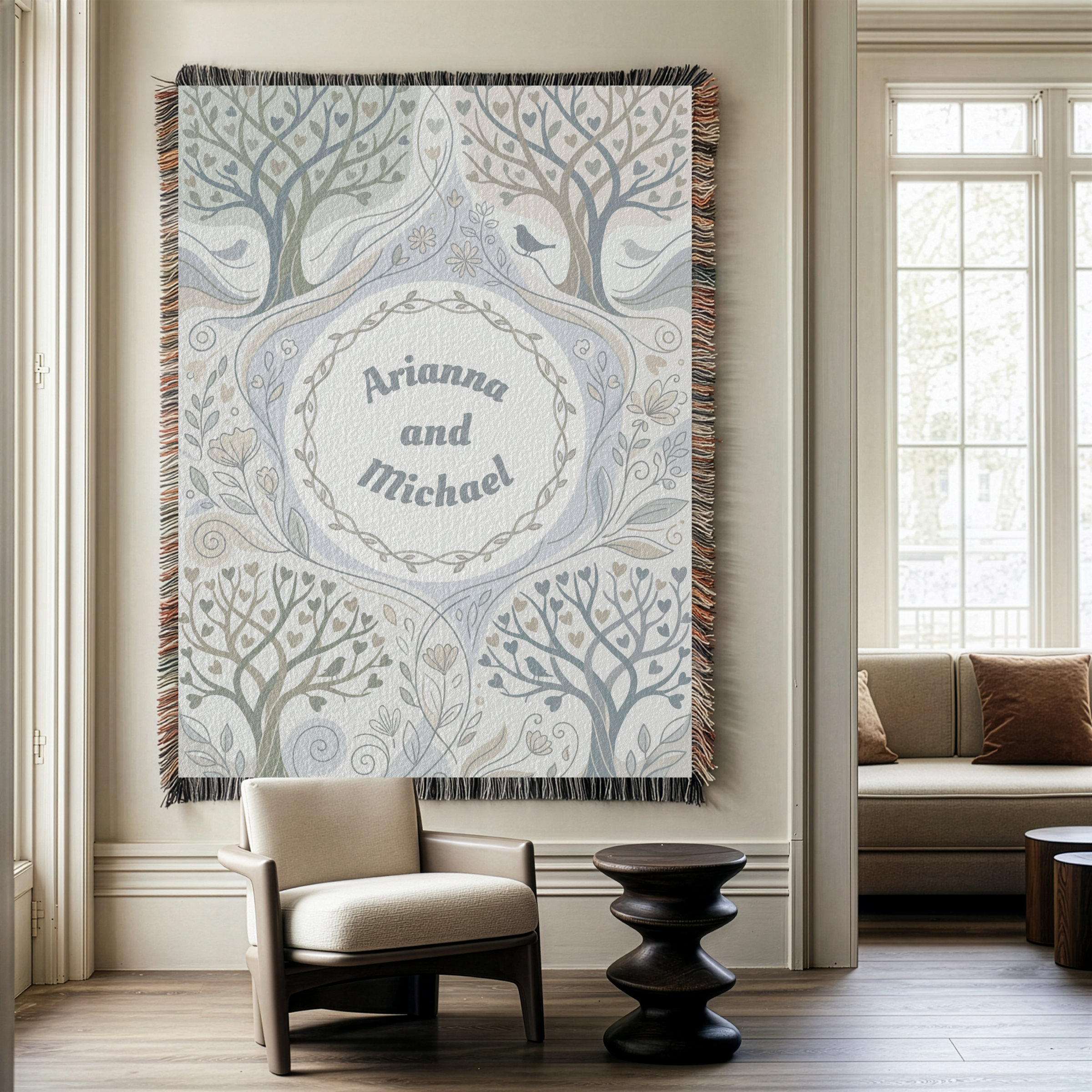 Personalized Couple's Love Forest Woven Blanket