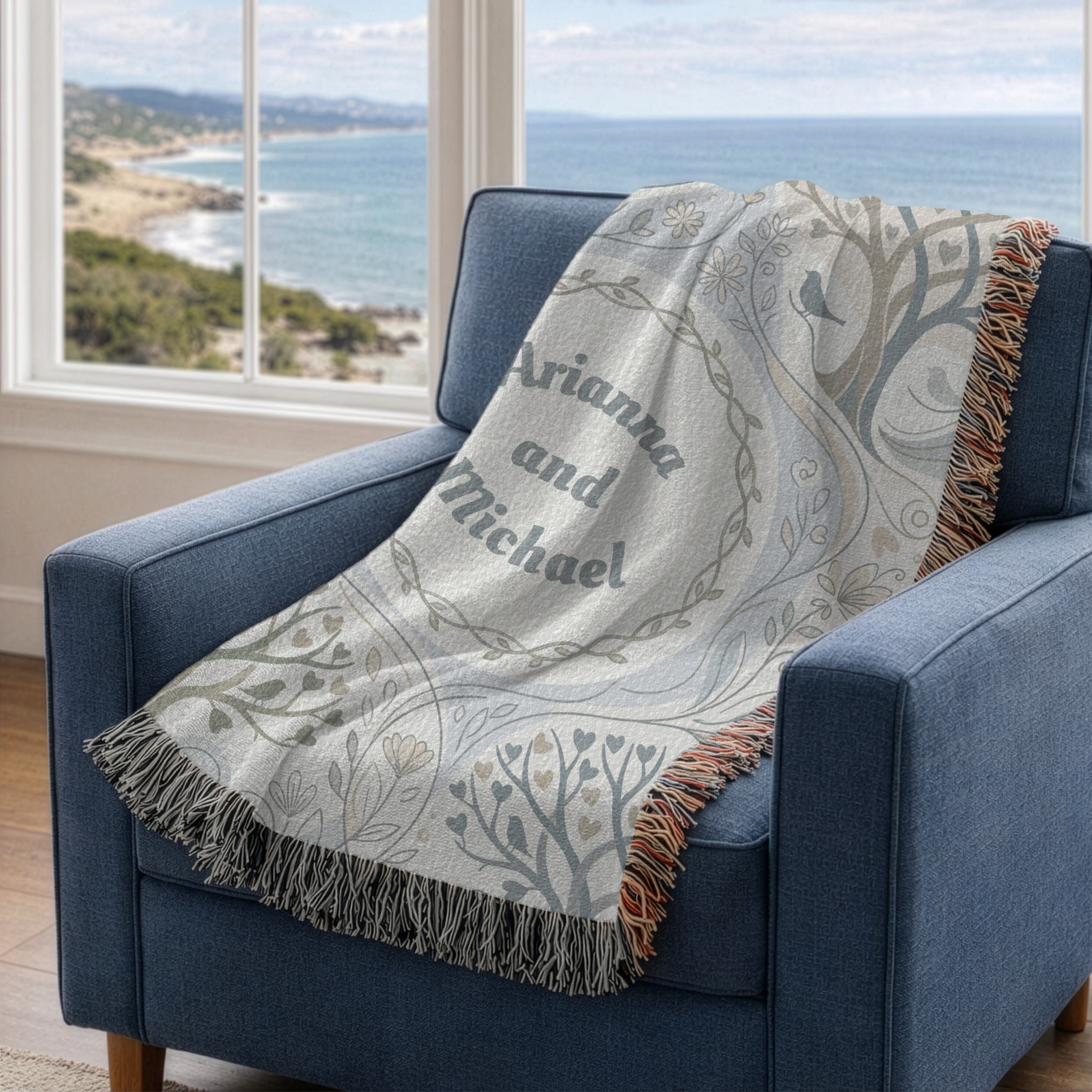 Personalized Couple's Love Forest Woven Blanket