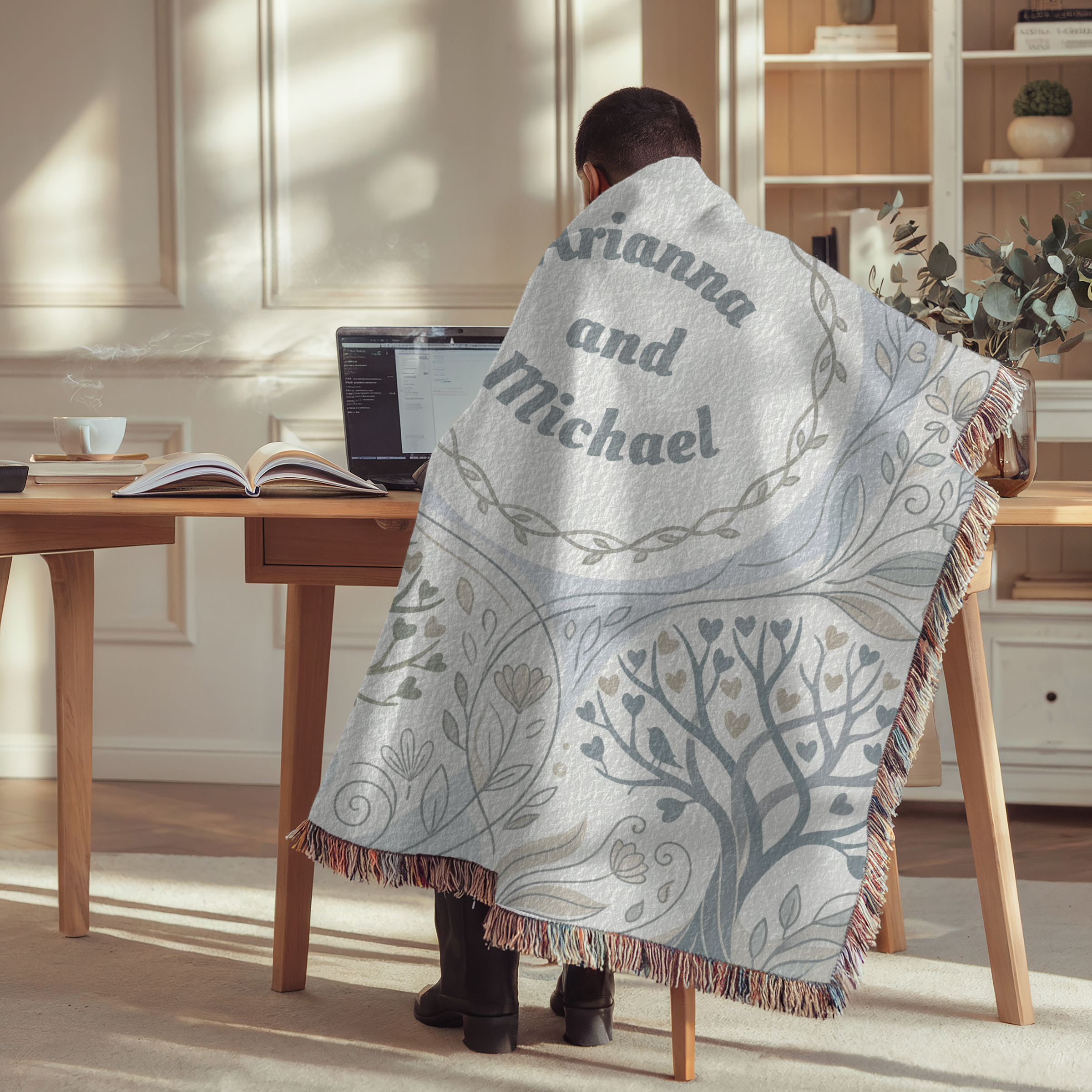 Personalized Couple's Love Forest Woven Blanket