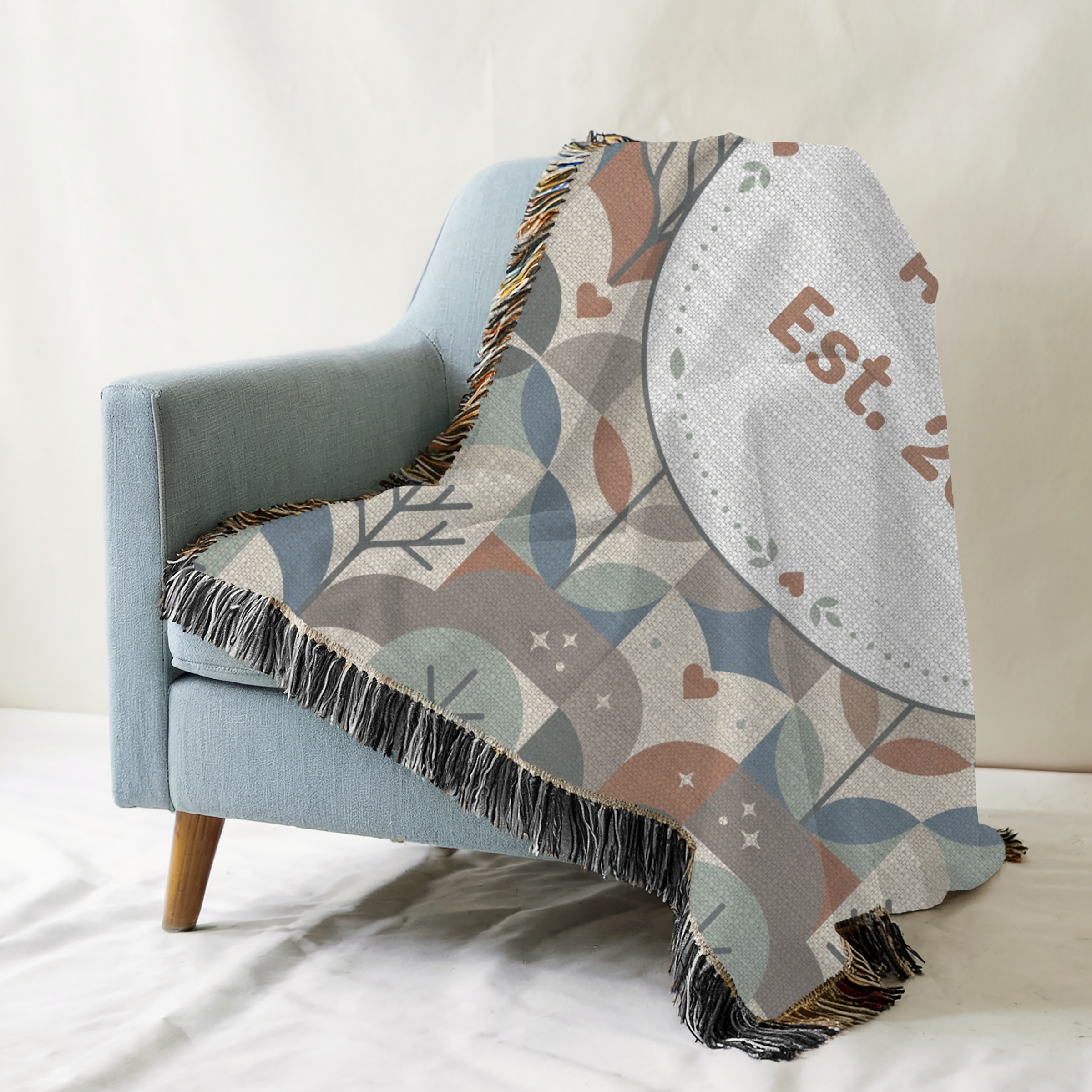 Personalized Couple's Name and Date Mosaic Woven Blanket