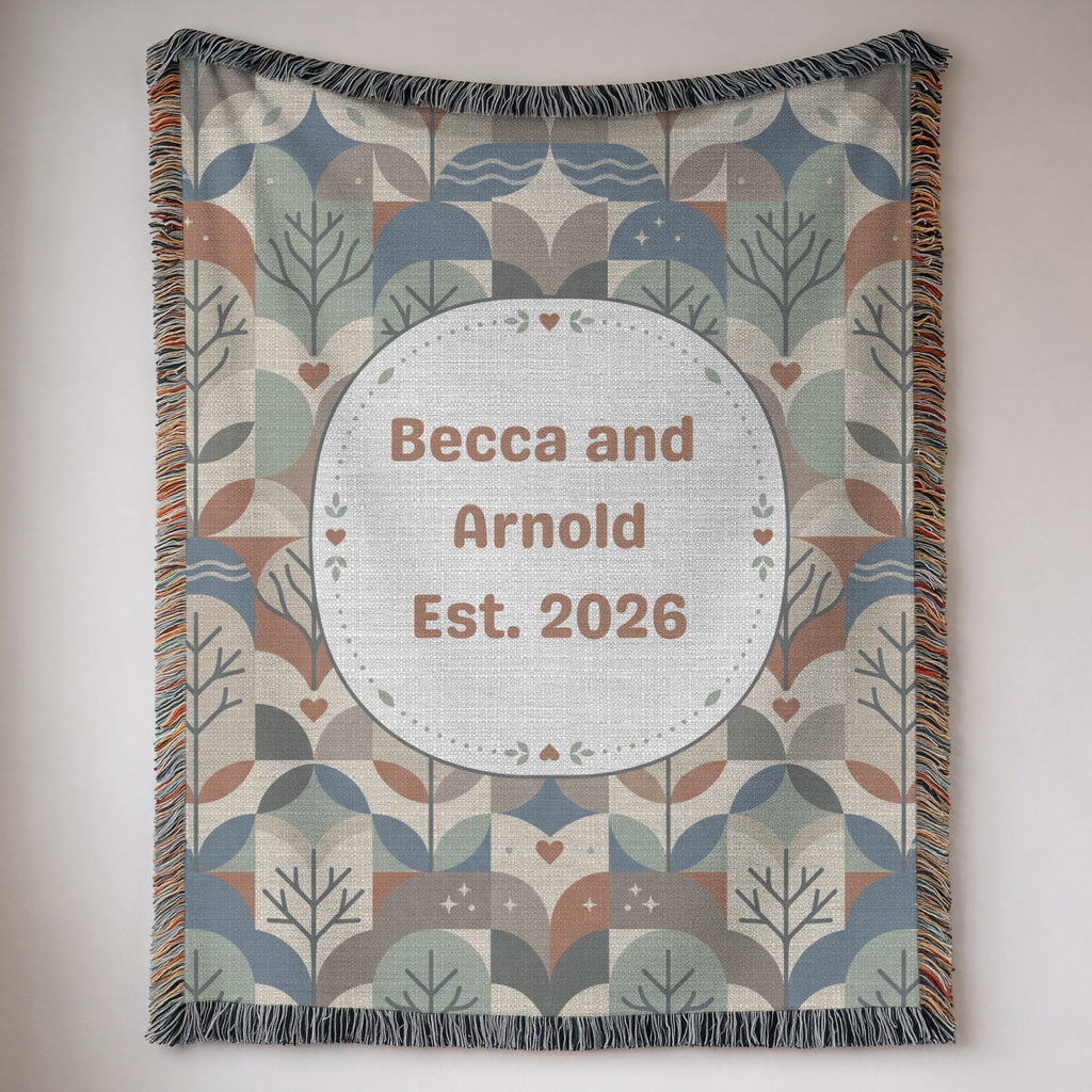 Personalized Couple's Name and Date Mosaic Woven Blanket