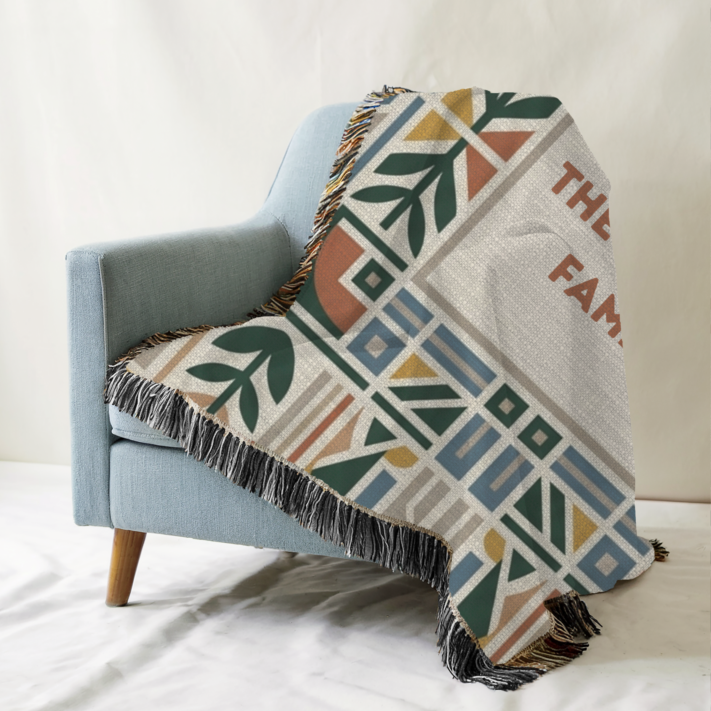 Personalized Family Name Geometric Woven Blanket