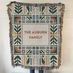 Personalized Family Name Geometric Woven Blanket