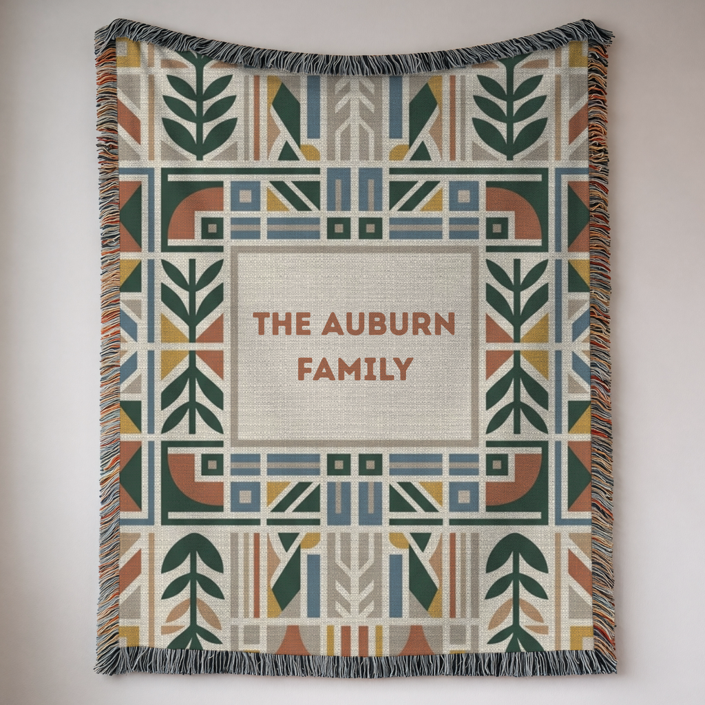 Personalized Family Name Geometric Woven Blanket