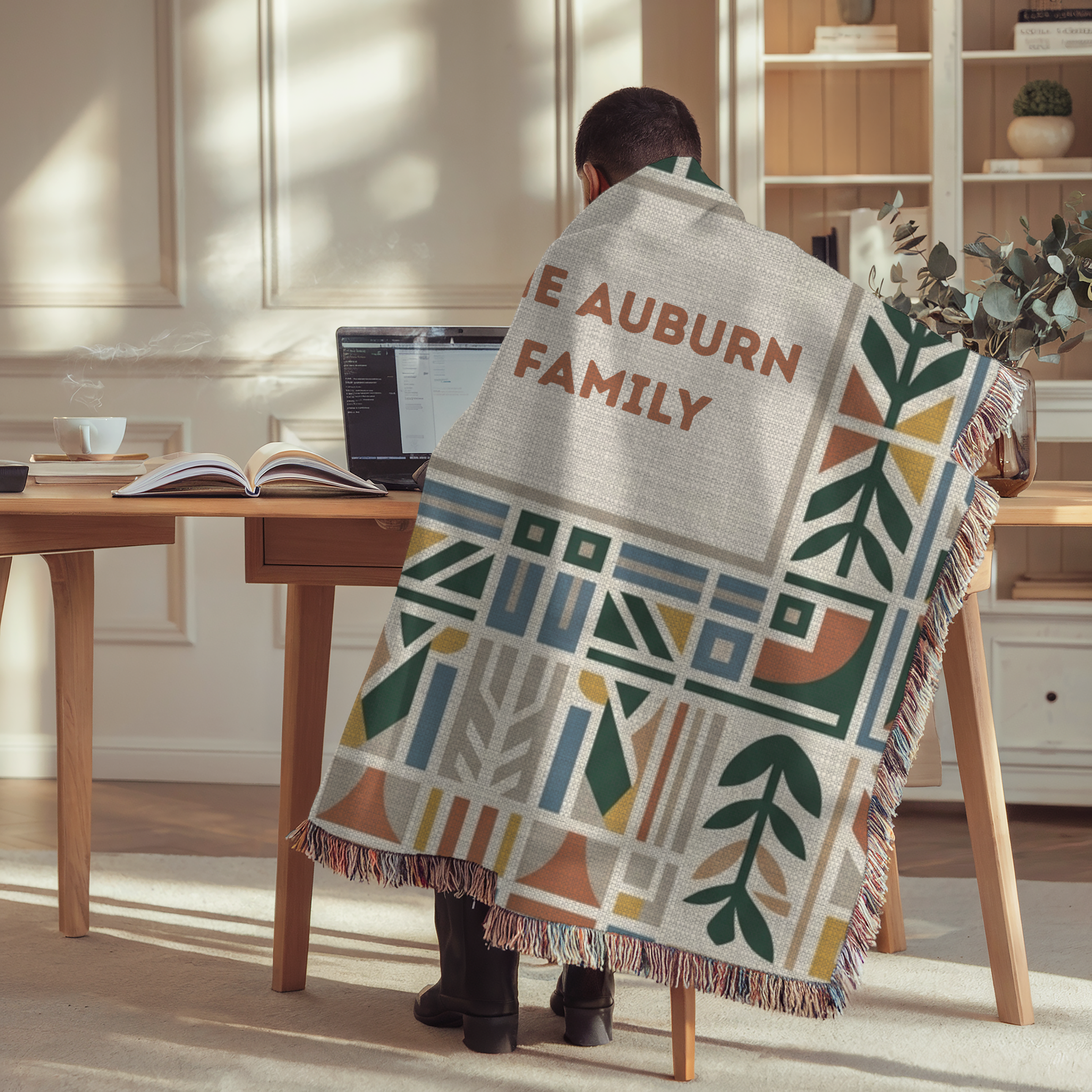 Personalized Family Name Geometric Woven Blanket