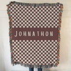 Personalized Name Custom Checkered Woven Blanket