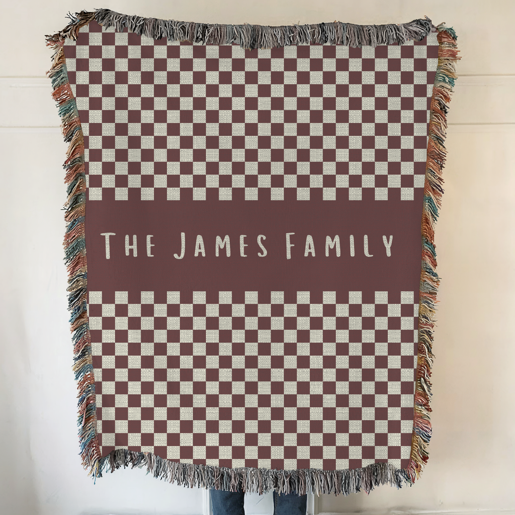 Personalized Name Custom Checkered Woven Blanket