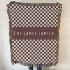 Personalized Name Custom Checkered Woven Blanket