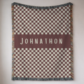 Personalized Name Custom Checkered Woven Blanket