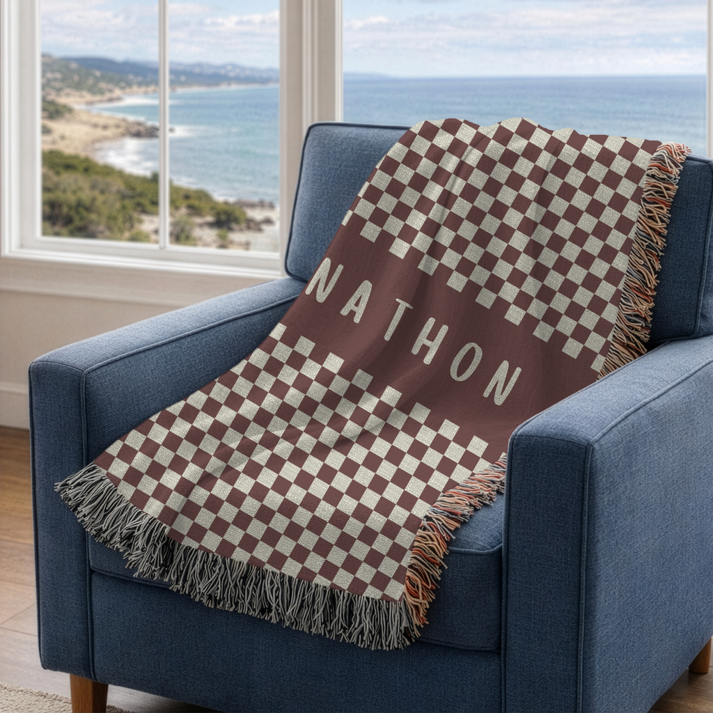 Personalized Name Custom Checkered Woven Blanket