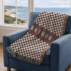 Personalized Name Custom Checkered Woven Blanket