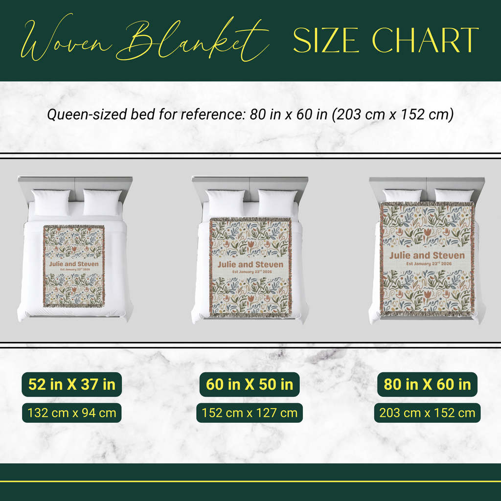 Personalized Couple Name Floral Woven Blanket