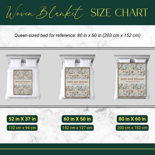 Personalized Couple Name Floral Woven Blanket