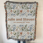 Personalized Couple Name Floral Woven Blanket