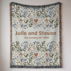 Personalized Couple Name Floral Woven Blanket