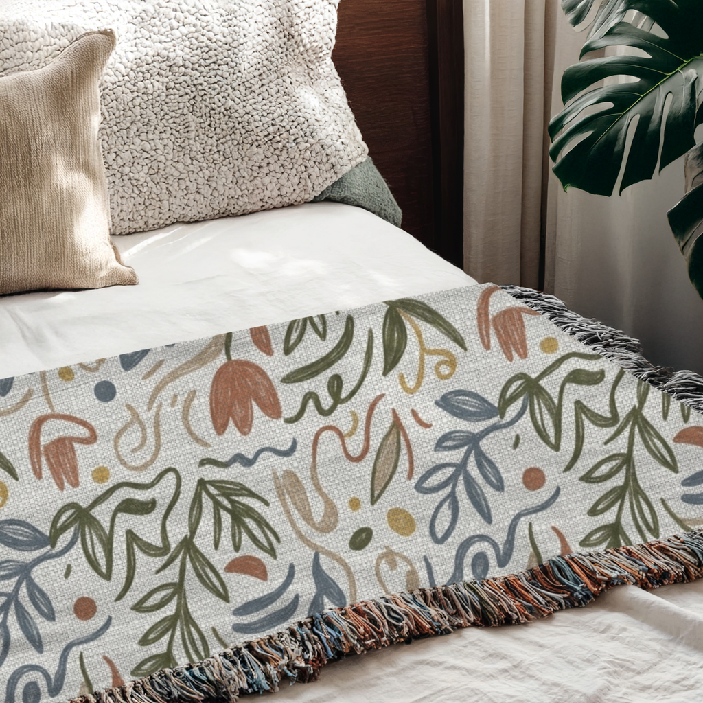 Personalized Couple Name Floral Woven Blanket
