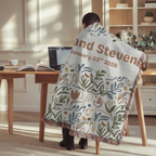 Personalized Couple Name Floral Woven Blanket