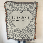 Personalized Couple's Name and Date Woven Blanket