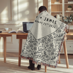 Personalized Couple's Name and Date Woven Blanket