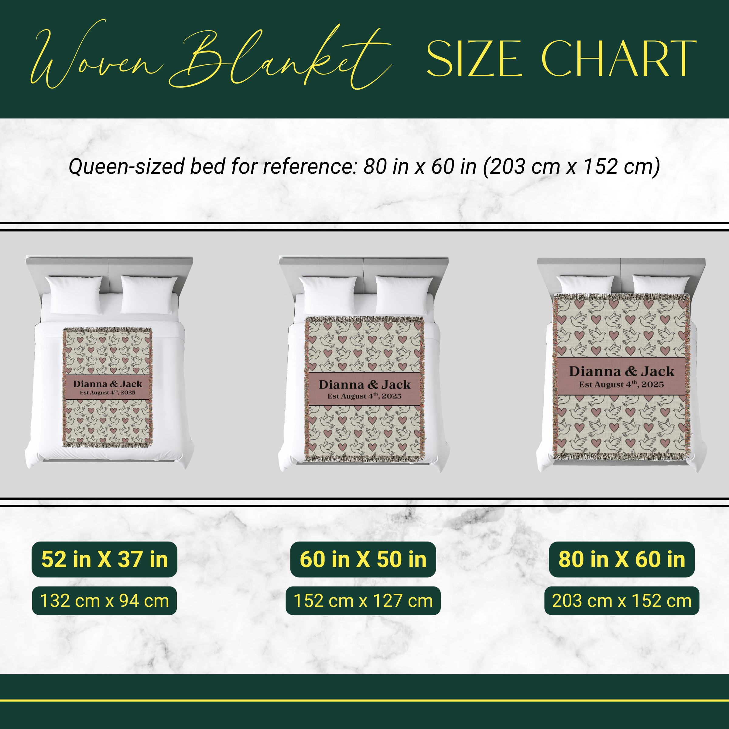 Personalized Couple's Names and Date Woven Blanket
