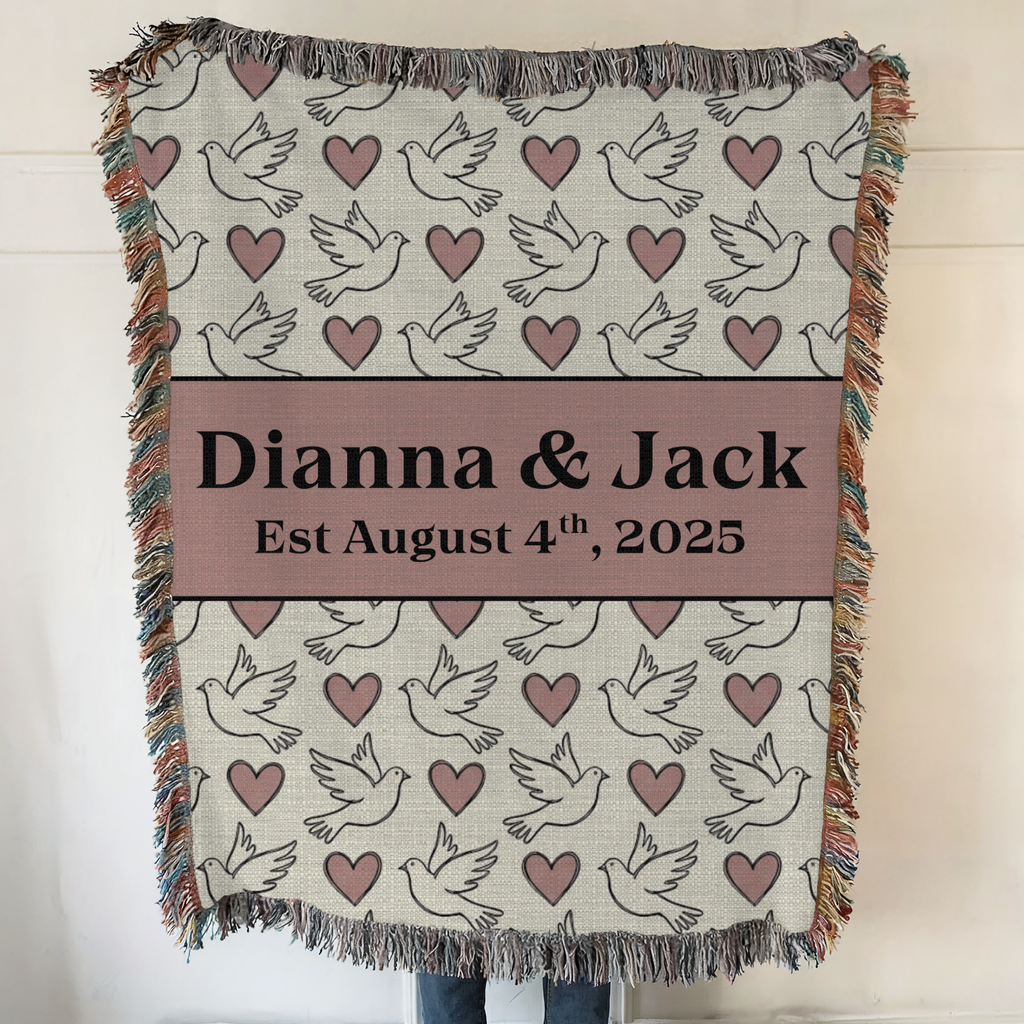 Personalized Couple's Names and Date Woven Blanket