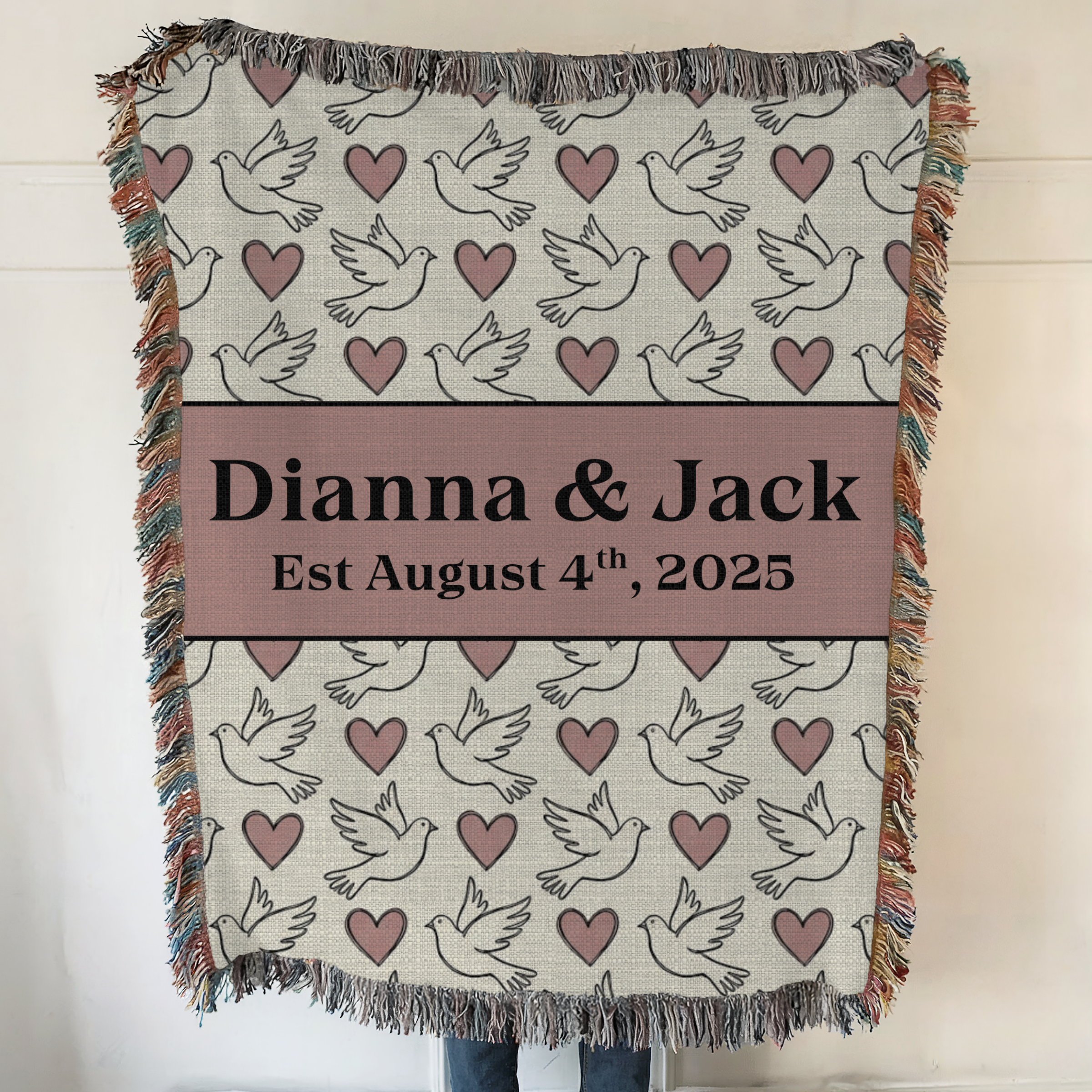 Personalized Couple's Names and Date Woven Blanket