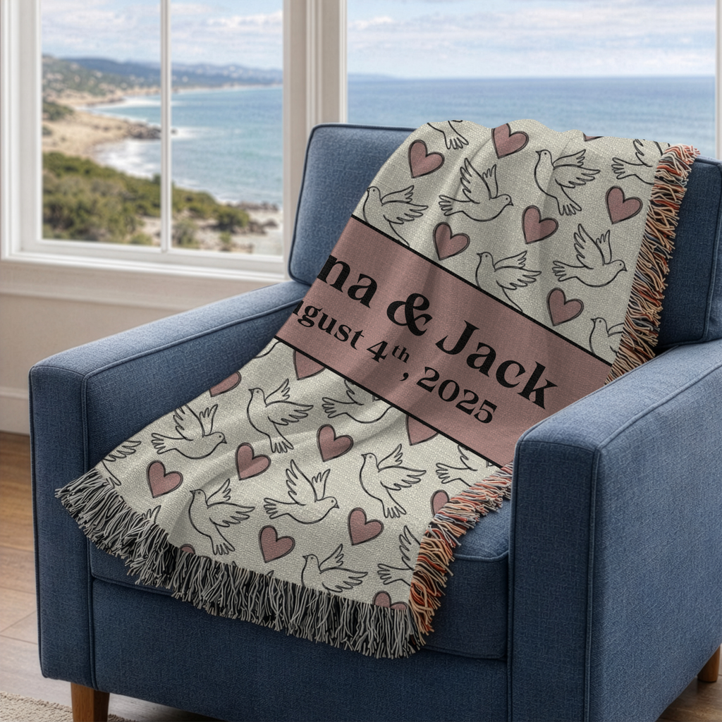 Personalized Couple's Names and Date Woven Blanket