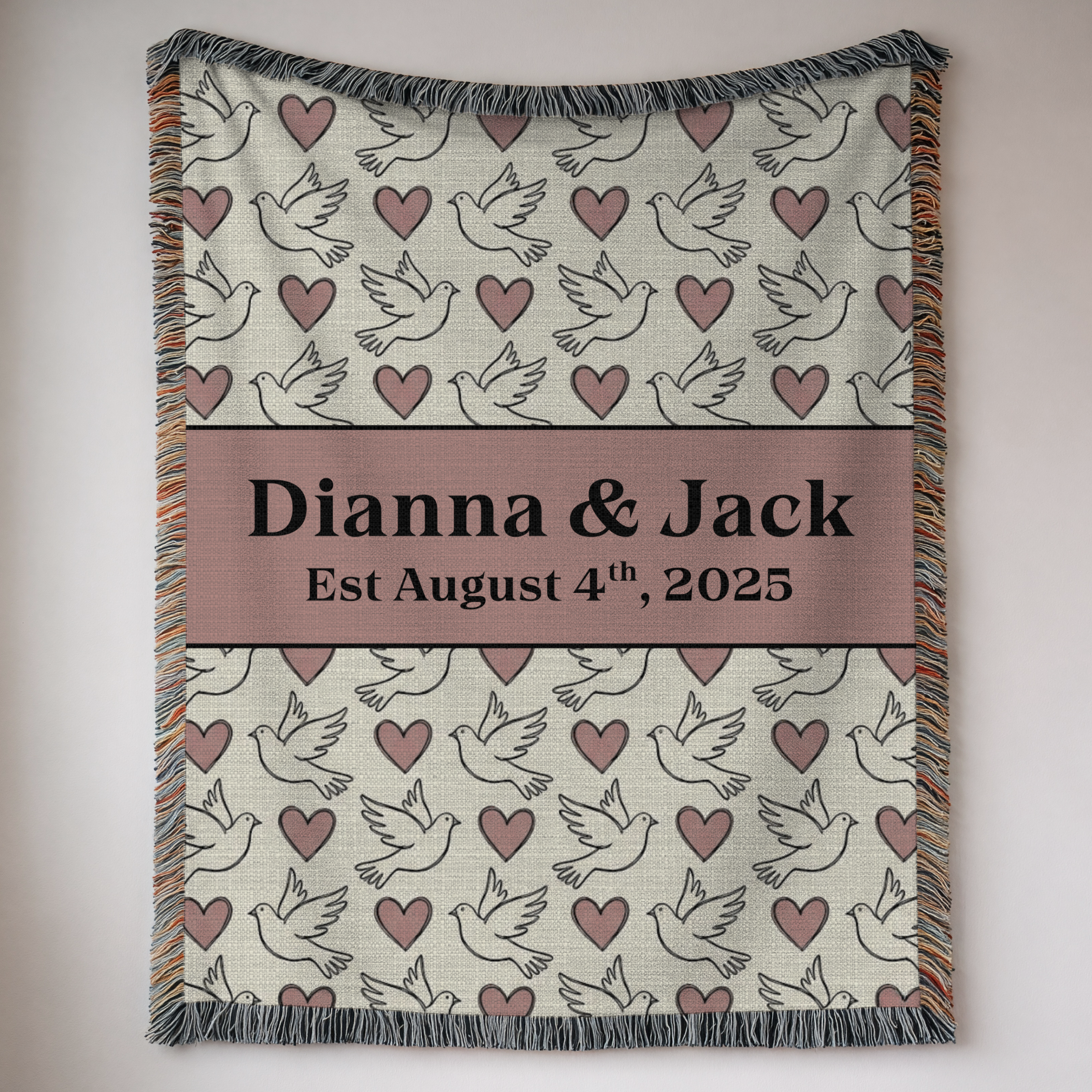 Personalized Couple's Names and Date Woven Blanket